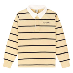 Sporty & Rich - Polo Ragbi Serif Logo Çizgili | Soluk Sarı