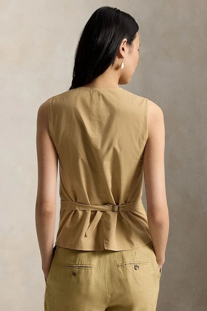 Chaleco de lino de una hilera Polo Ralph Lauren para mujer