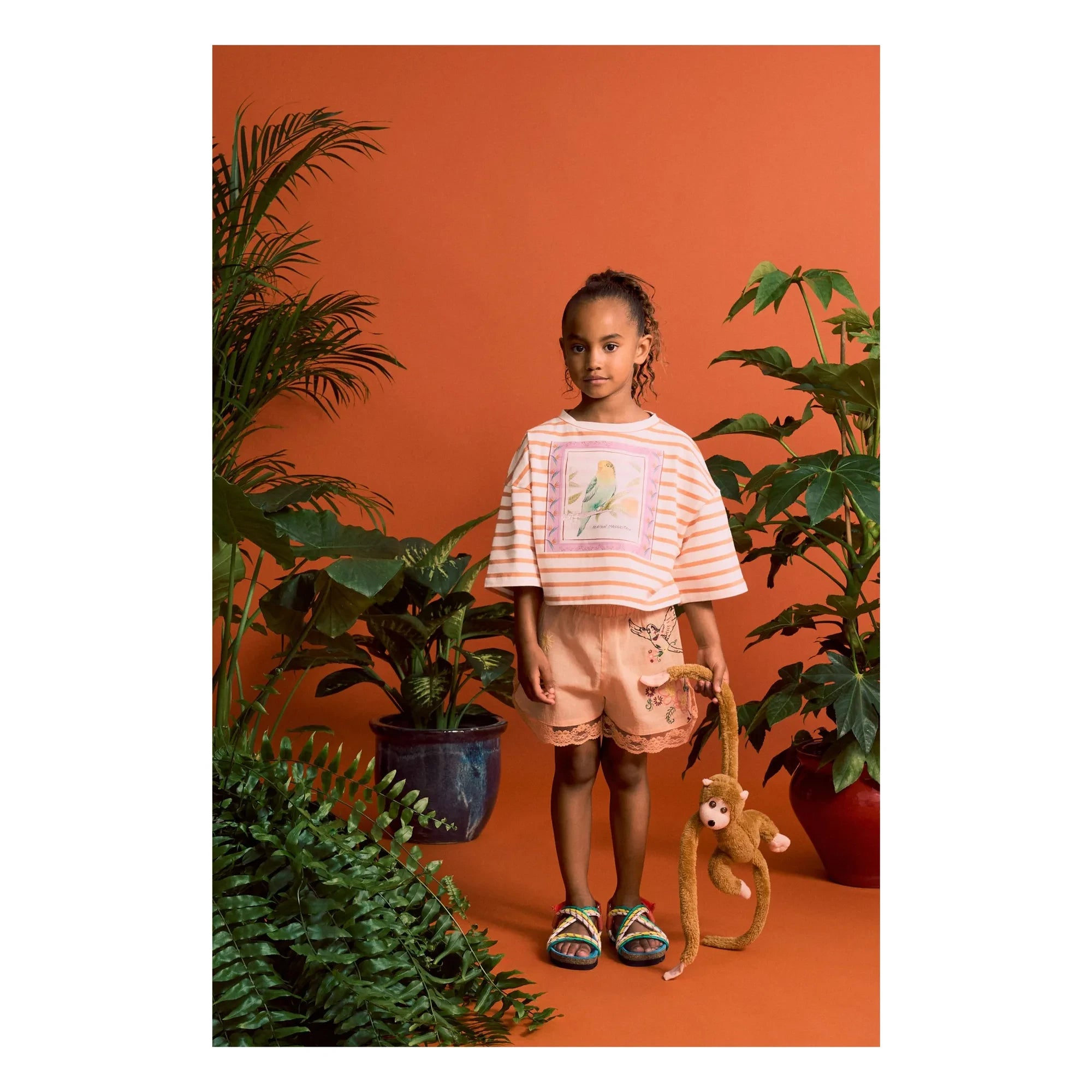 Maison Mangostan - Camiseta corta de rayas | Naranja