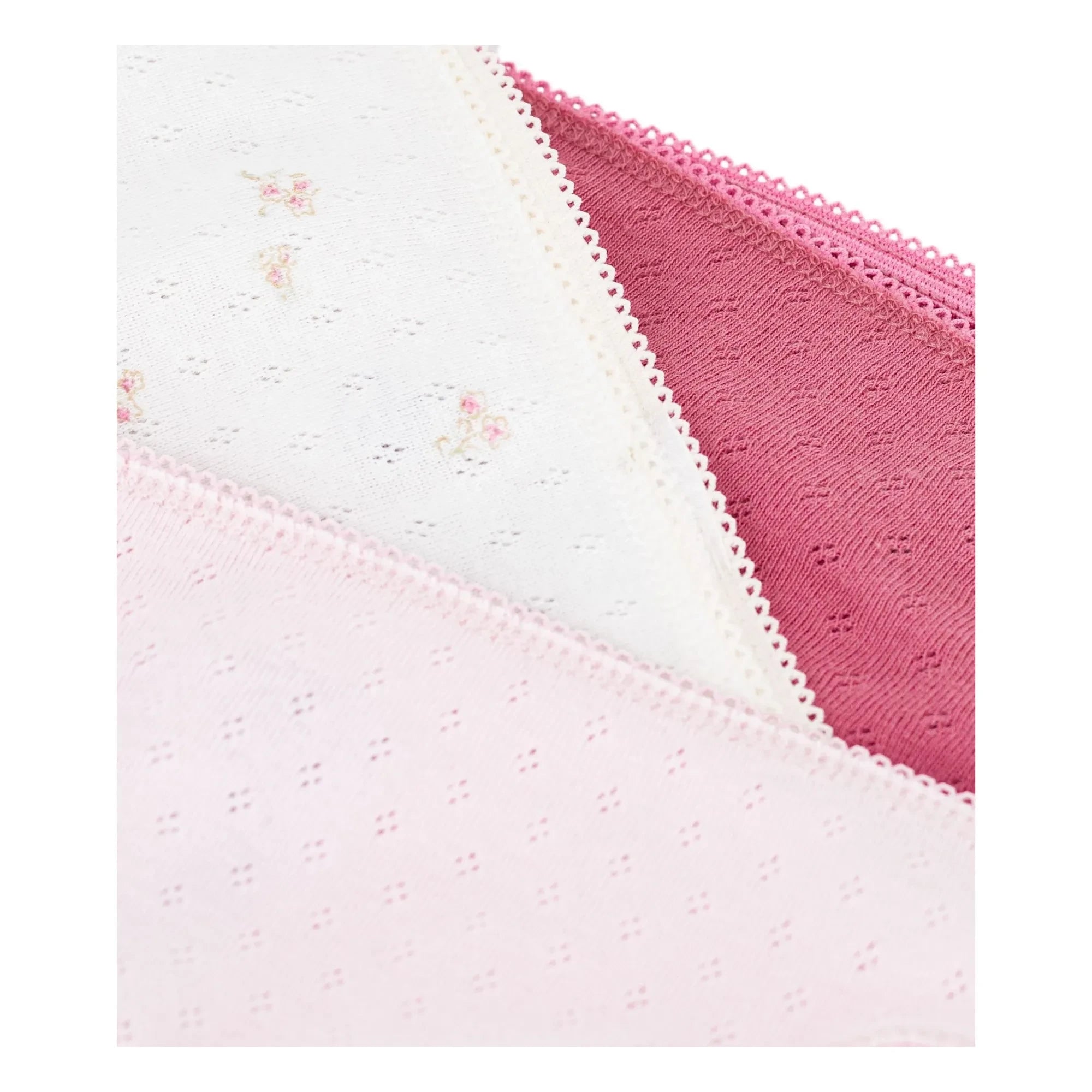Petit Bateau - 3'lü Organik Pamuklu Ajur Külot | Pembe