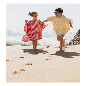 Jera Mini - Poncho de toalla a rayas | Rosa
