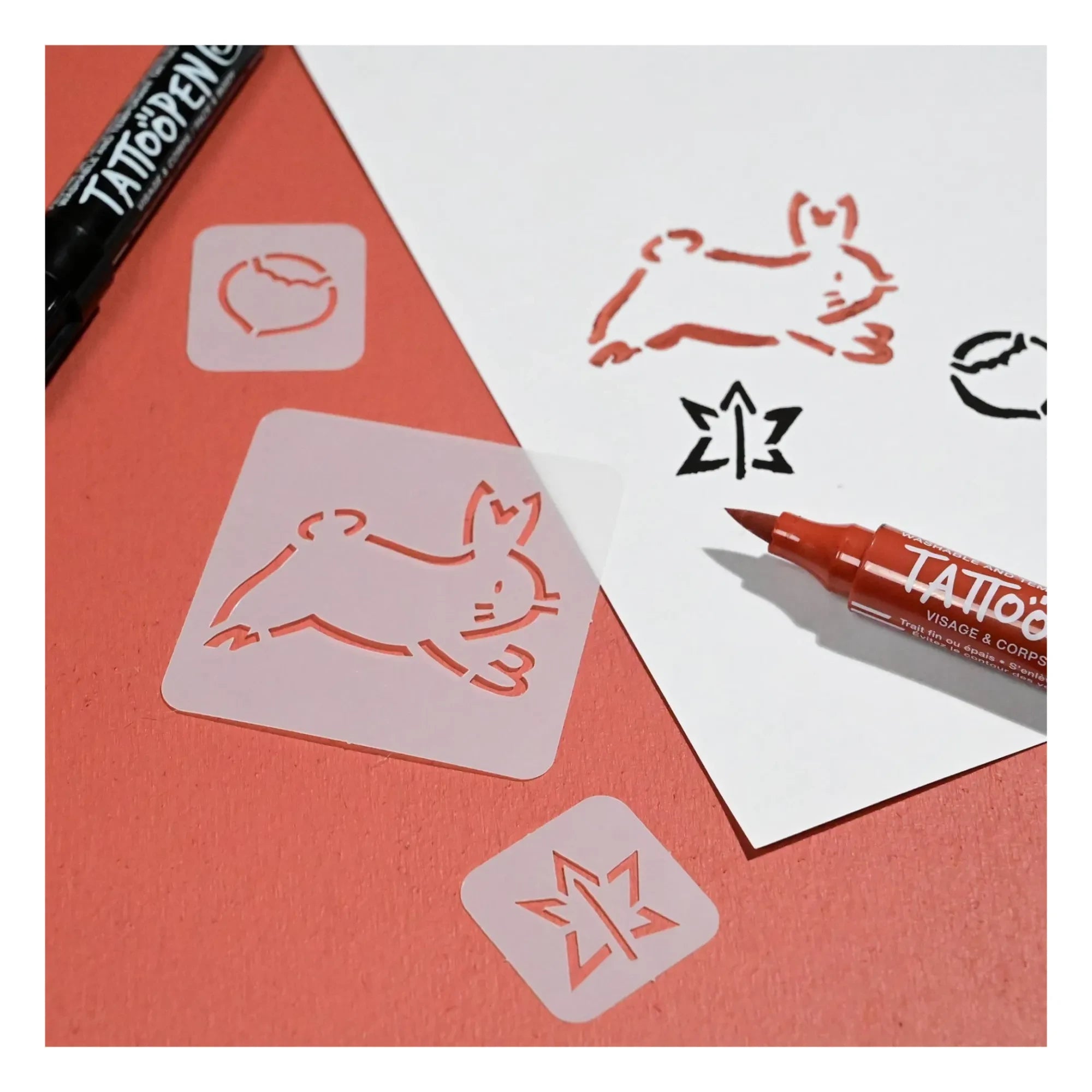 Nailmatic Kids - Bunny x AMI IMAGINAIRE Tattoopen ve Yeniden Kullanılabilir Şablon Seti