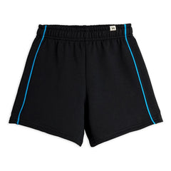Mini Rodini - Pantalón corto de chándal de algodón orgánico con ribete en contraste | Negro