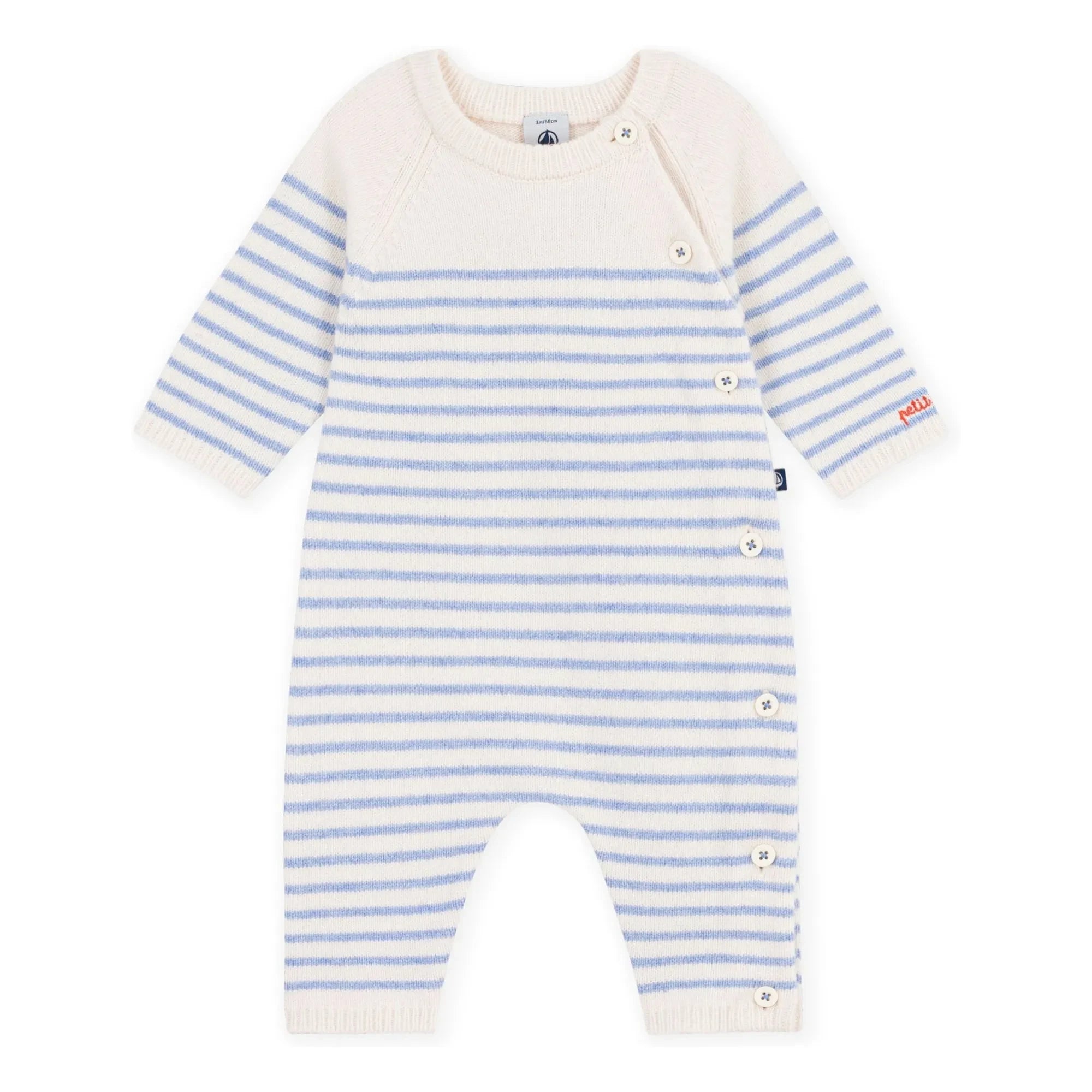 Petit Bateau - Çizgili Yün Tulum | Ecru