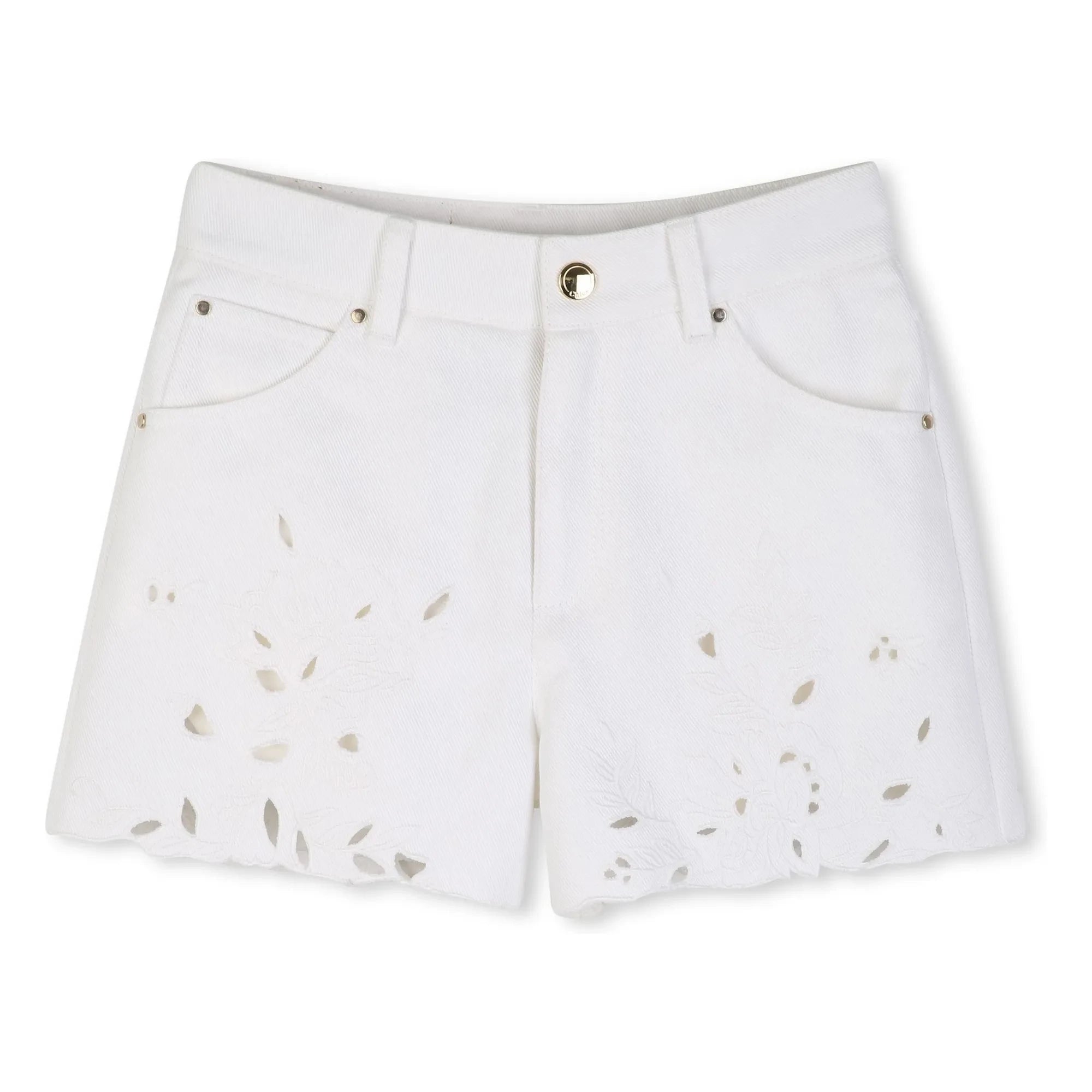 Chloé - Shorts bordados de algodón orgánico | Blanco
