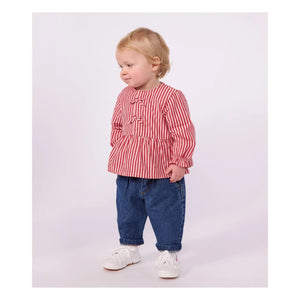 Petit Bateau - Çizgili Organik Pamuk Bebek Bluzu | Pembe