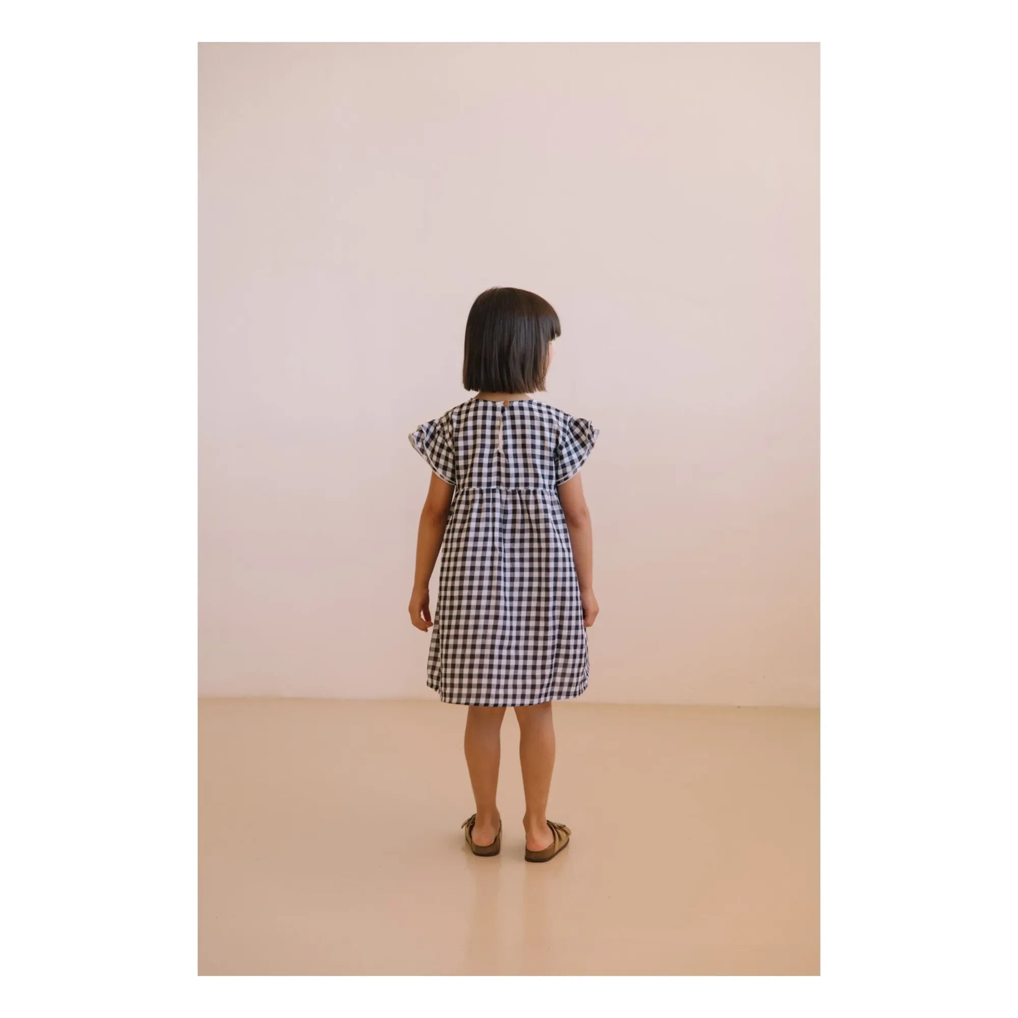 Studio Bohème - Vestido de Gasa de Algodón Orgánico Vichy Cousine | Negro