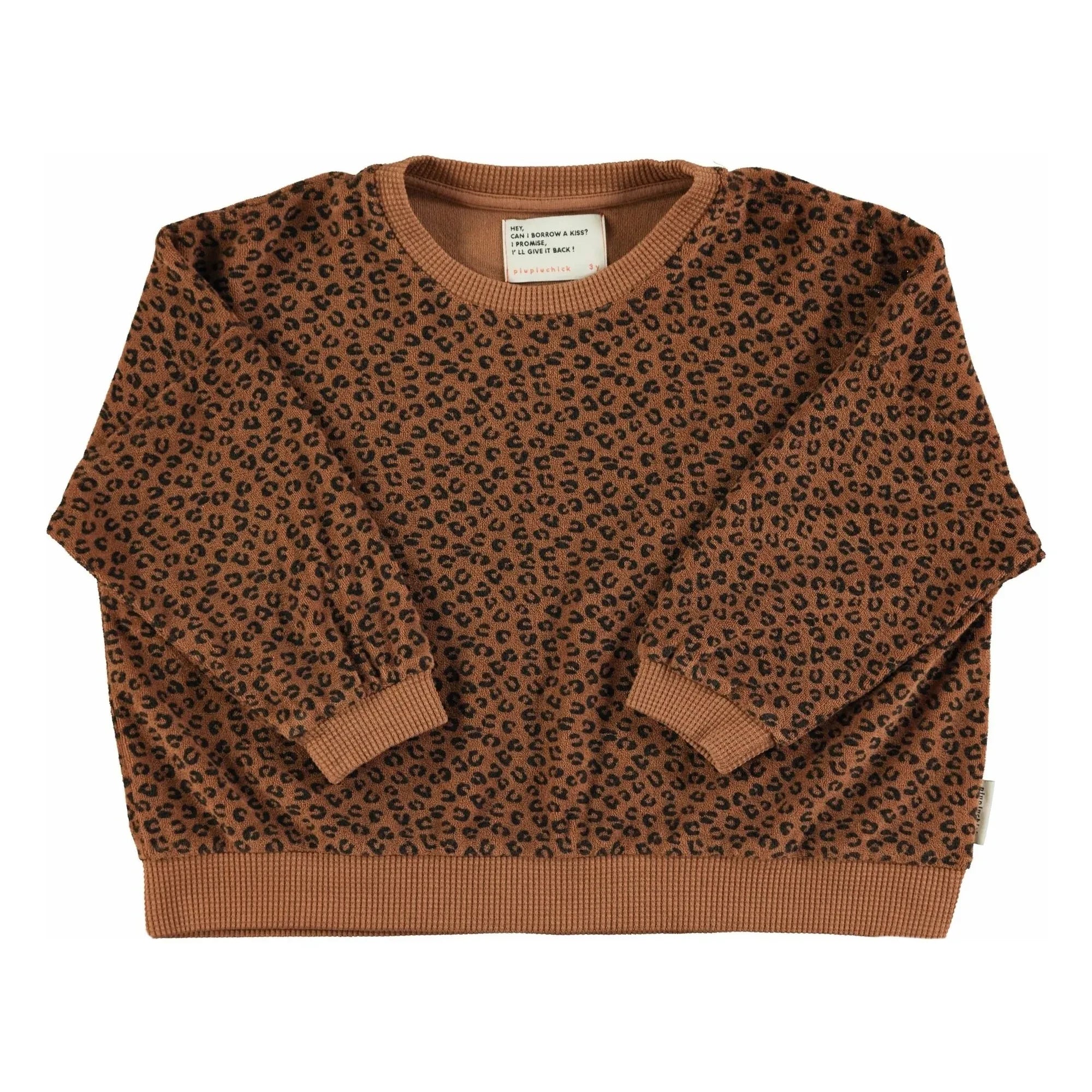 Piupiuchick - Sudadera Leopardo con Tejido de Felpa de Algodón Orgánico | Marrón