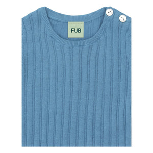 FUB - Body de canalé de algodón orgánico de punto fino | Azul azur
