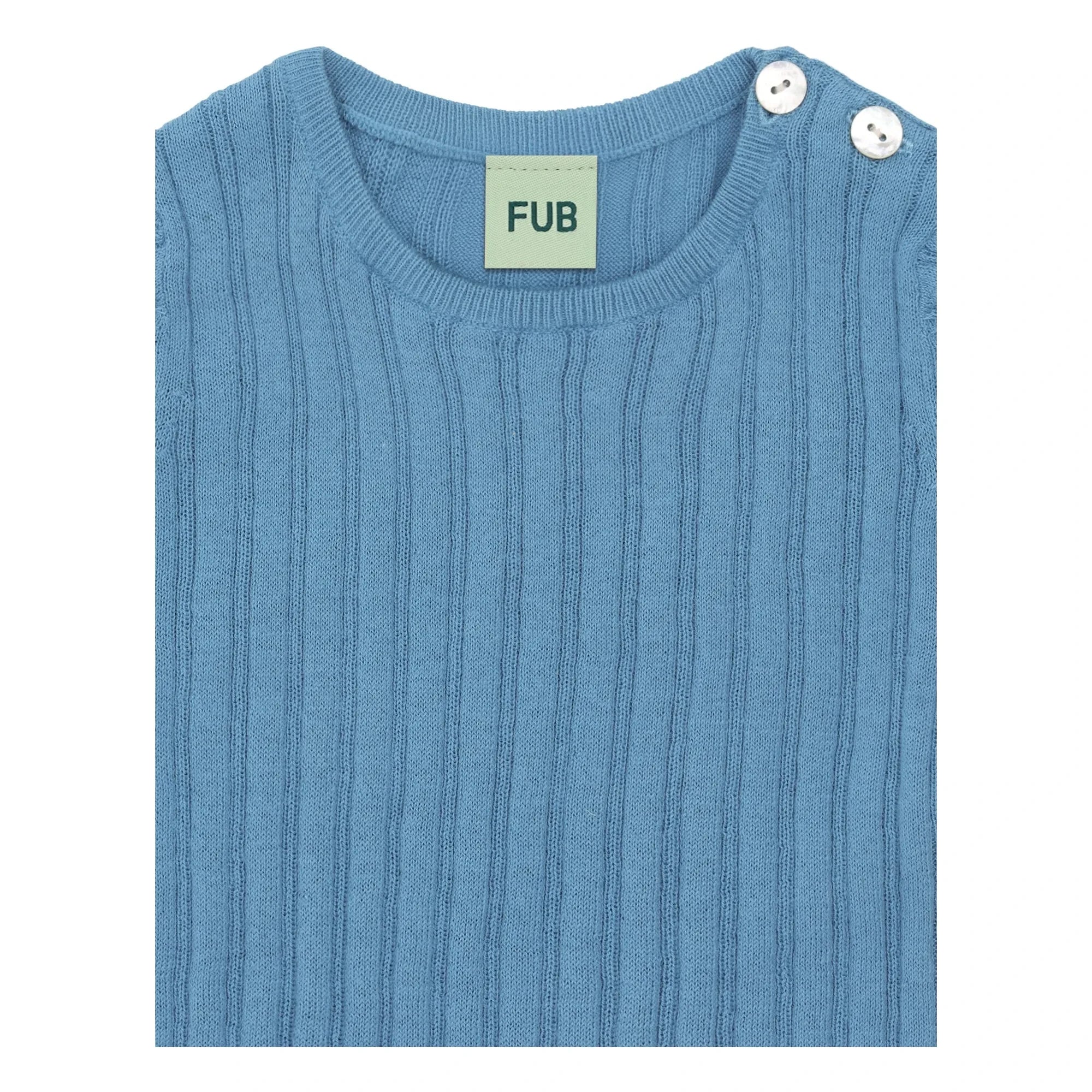 FUB - Body de canalé de algodón orgánico de punto fino | Azul azur