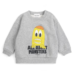 Bobo Choses - Sweat All About Monsters Organik Pamuk Bebek | Heather gri