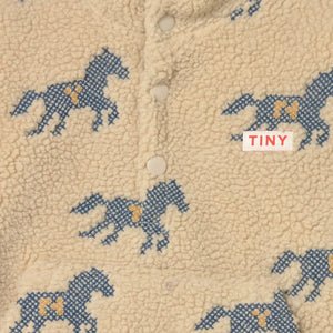 Tinycottons - At Desenli Sherpa Tarzı Fermuarlı Sweatshirt | Krem