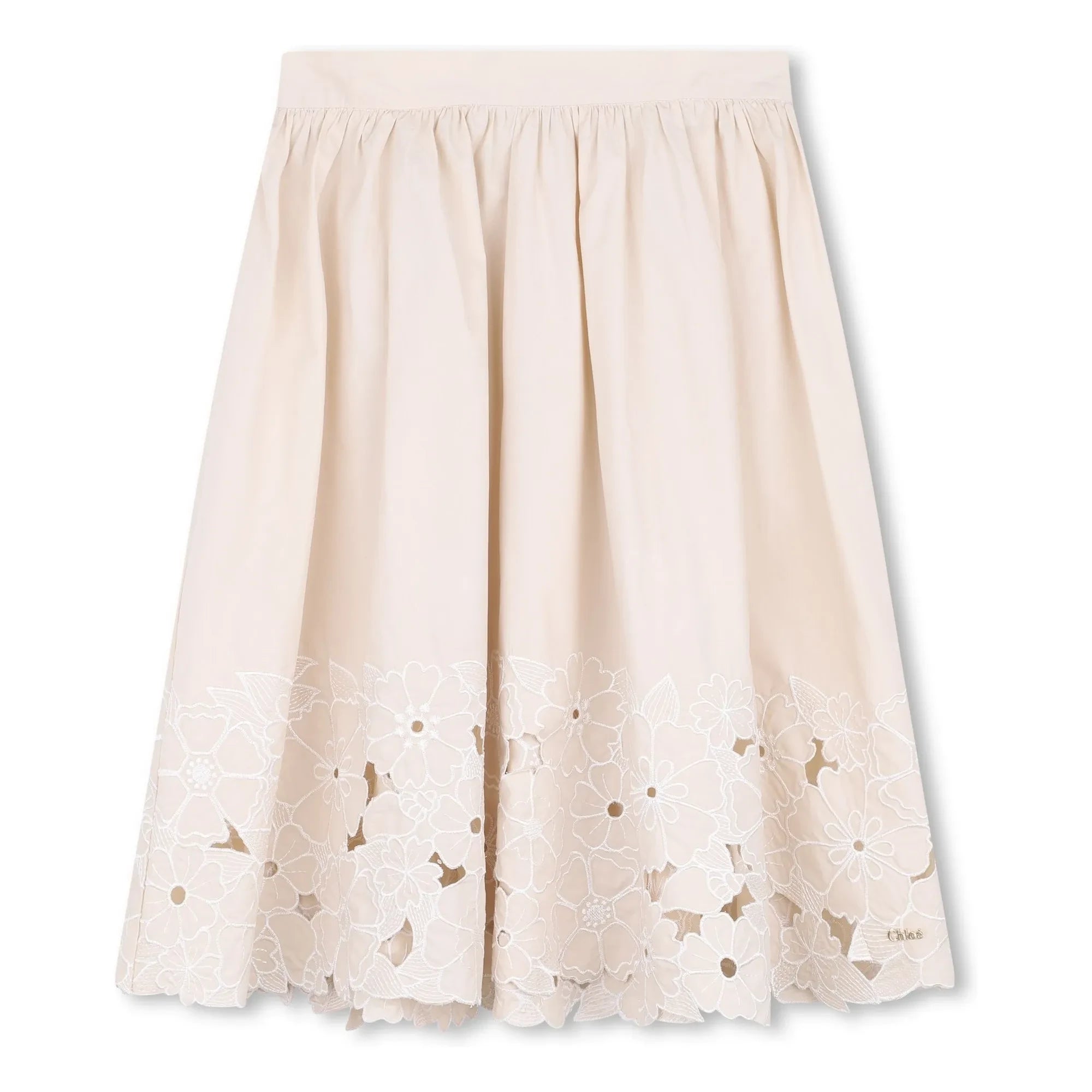Chloé - Falda bordada de algodón orgánico | Rosa claro