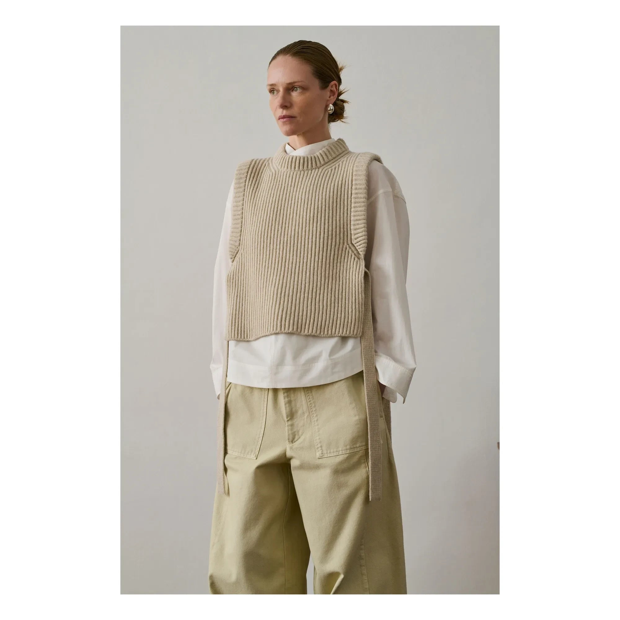 Soeur - Chaleco sin mangas de lana merino Firmus | Blanco jaspeado