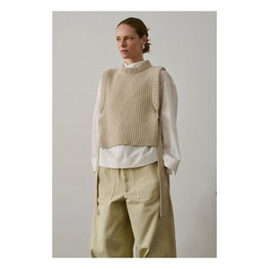 Soeur - Chaleco sin mangas de lana merino Firmus | Blanco jaspeado