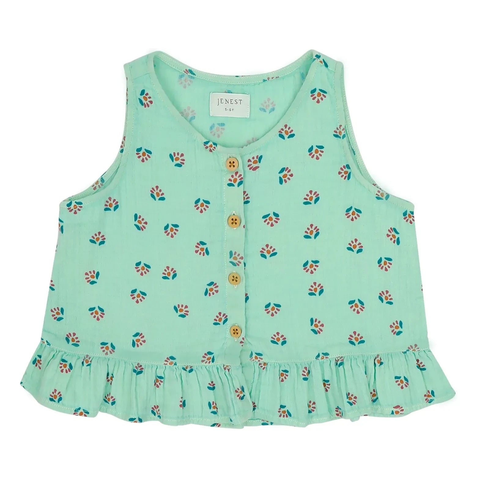 Jenest - Top de Algodón Orgánico Sofie Fleuri | Turquesa
