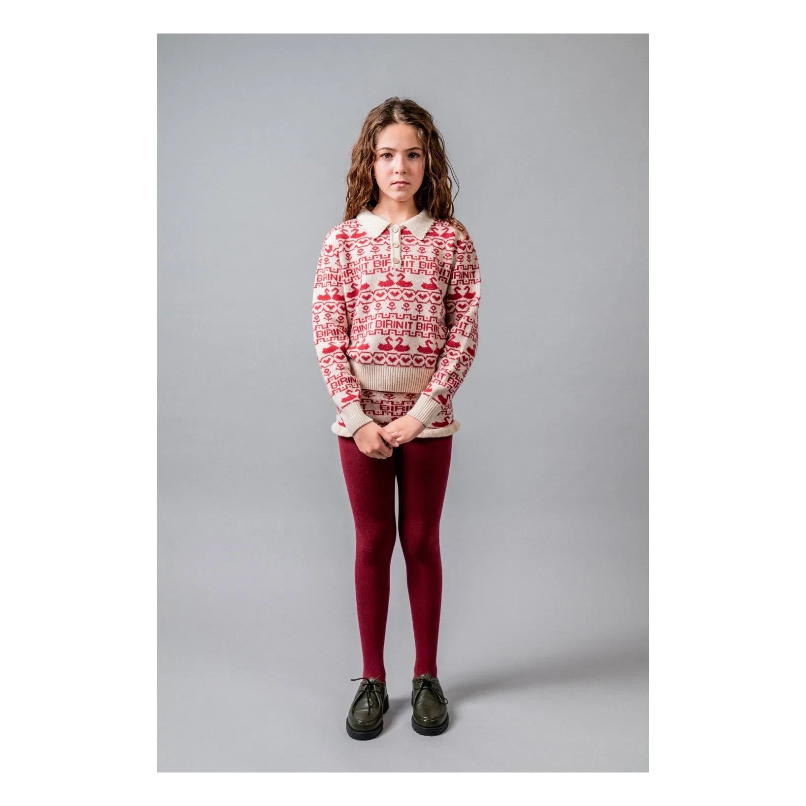 birinit - Duck Polo Yaka Kazak Merino Yün | Bordo