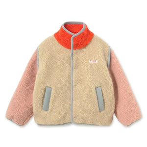 Tinycottons - Chaqueta estilo sherpa con bloques de color | Rosa