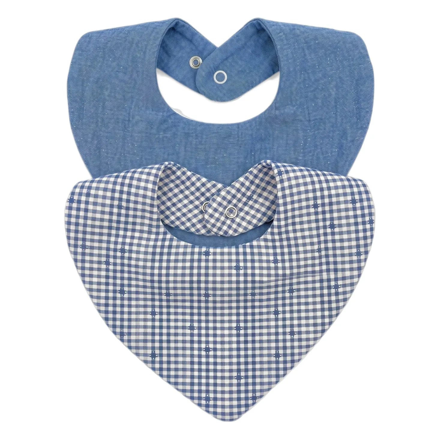 Editions Aimable - Bandana Brigitte - 2'li Set | Mavi Vichy Pamuk