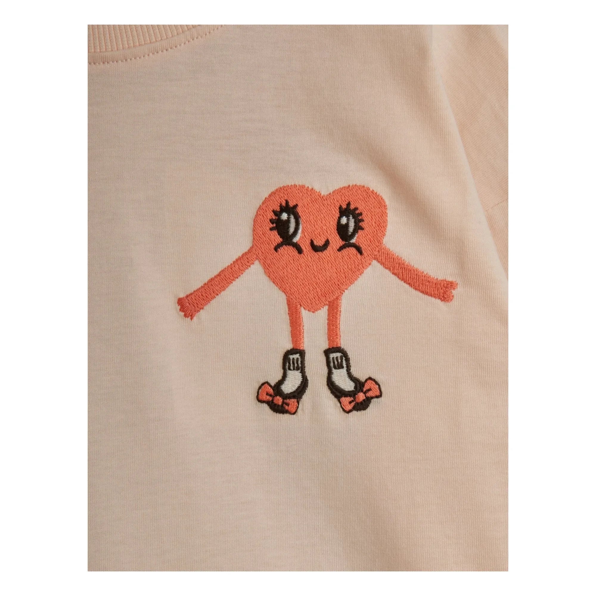 Mini Rodini - Camiseta Corazón Algodón Orgánico | Rosa Empolvado