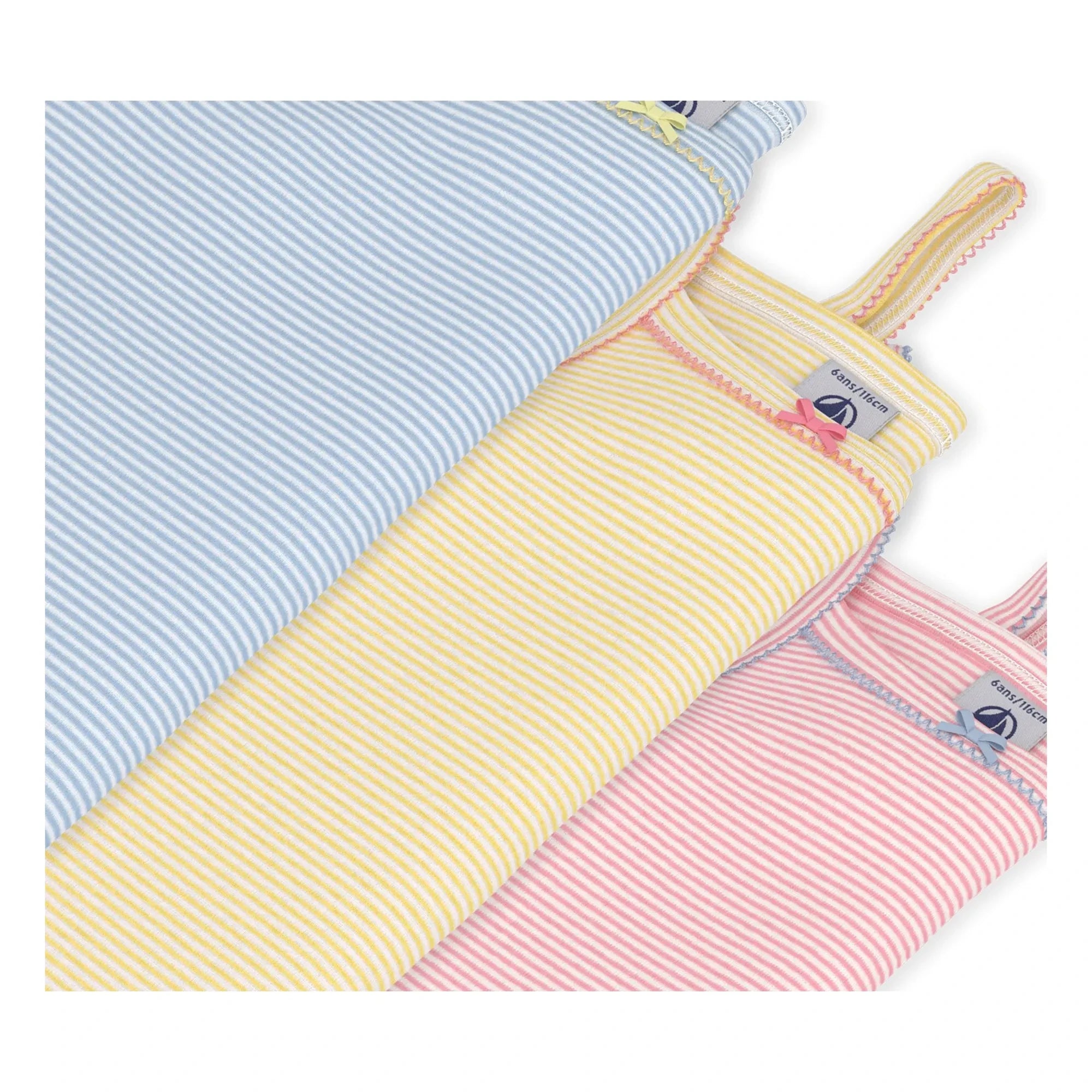 Petit Bateau - Camiseta de tirantes a rayas (pack de 3) | Amarillo