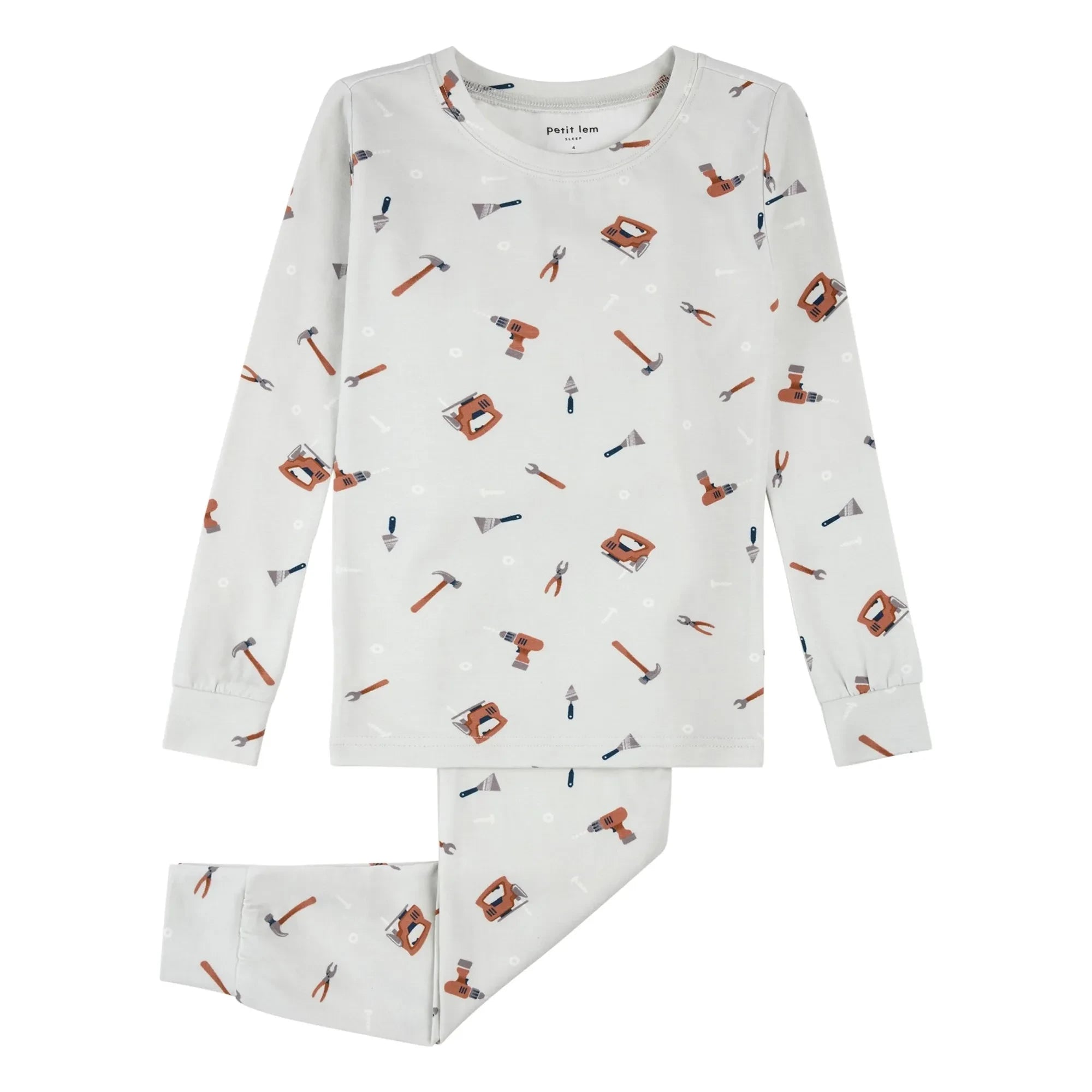Petit Lem - Pijama de herramientas de algodón orgánico y modal | Gris