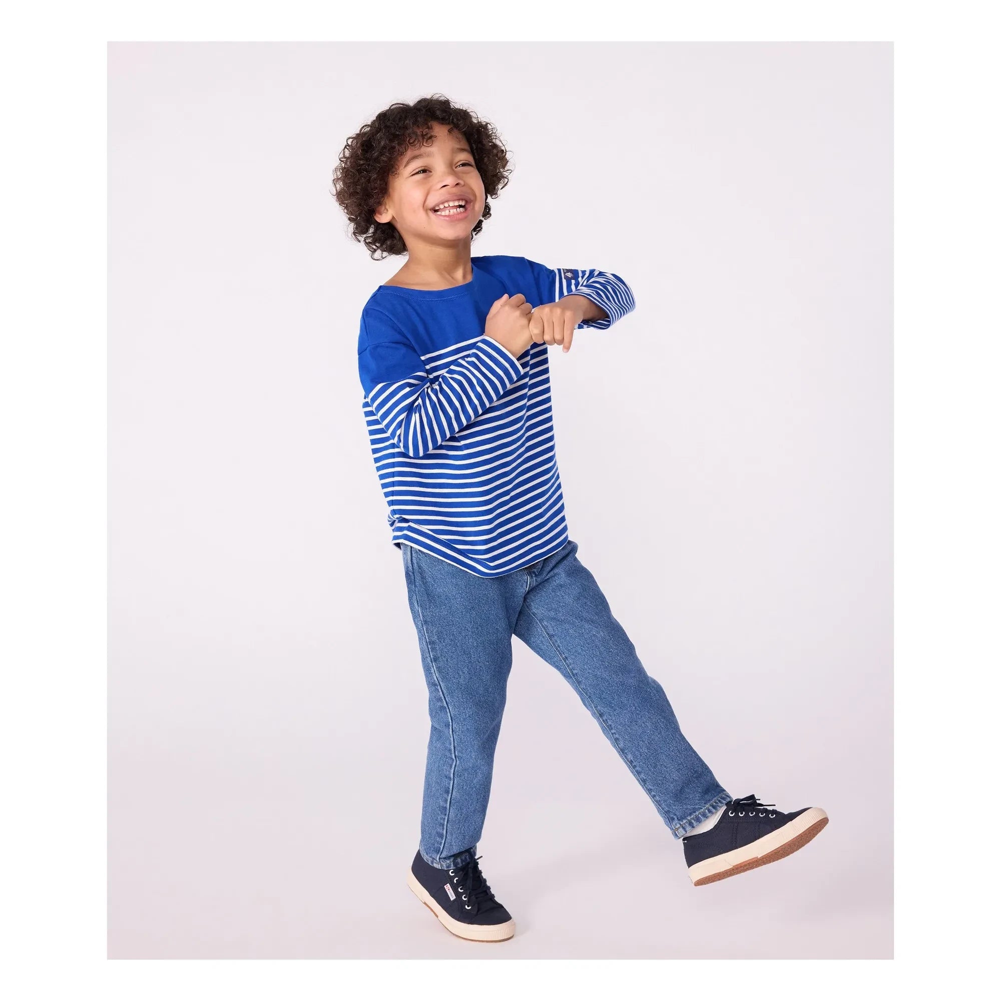 Petit Bateau - Camiseta de manga larga estilo marinero de algodón orgánico | Azul