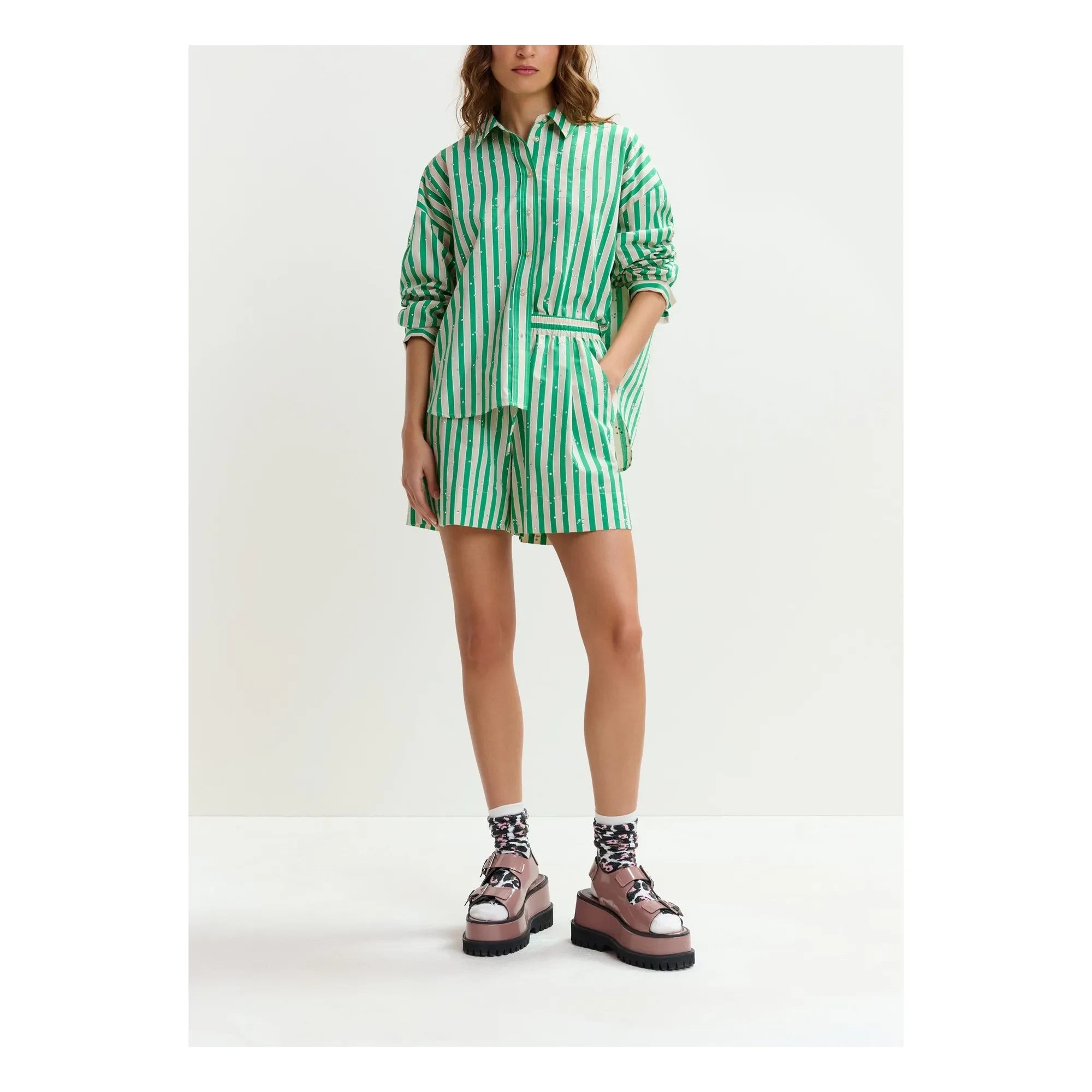 Essentiel Antwerp - Camisa a rayas Jelief | Verde