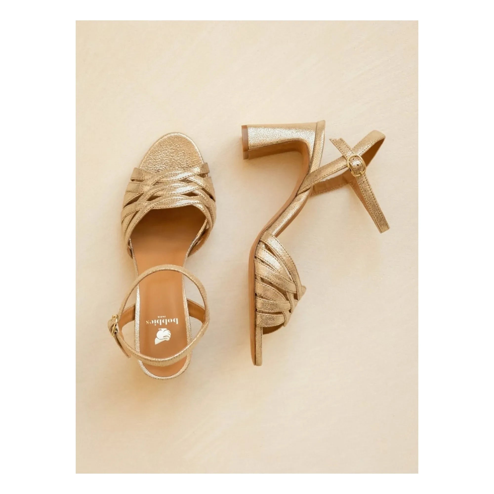 Bobbies - Sandalia Loren de piel laminada | Champagne