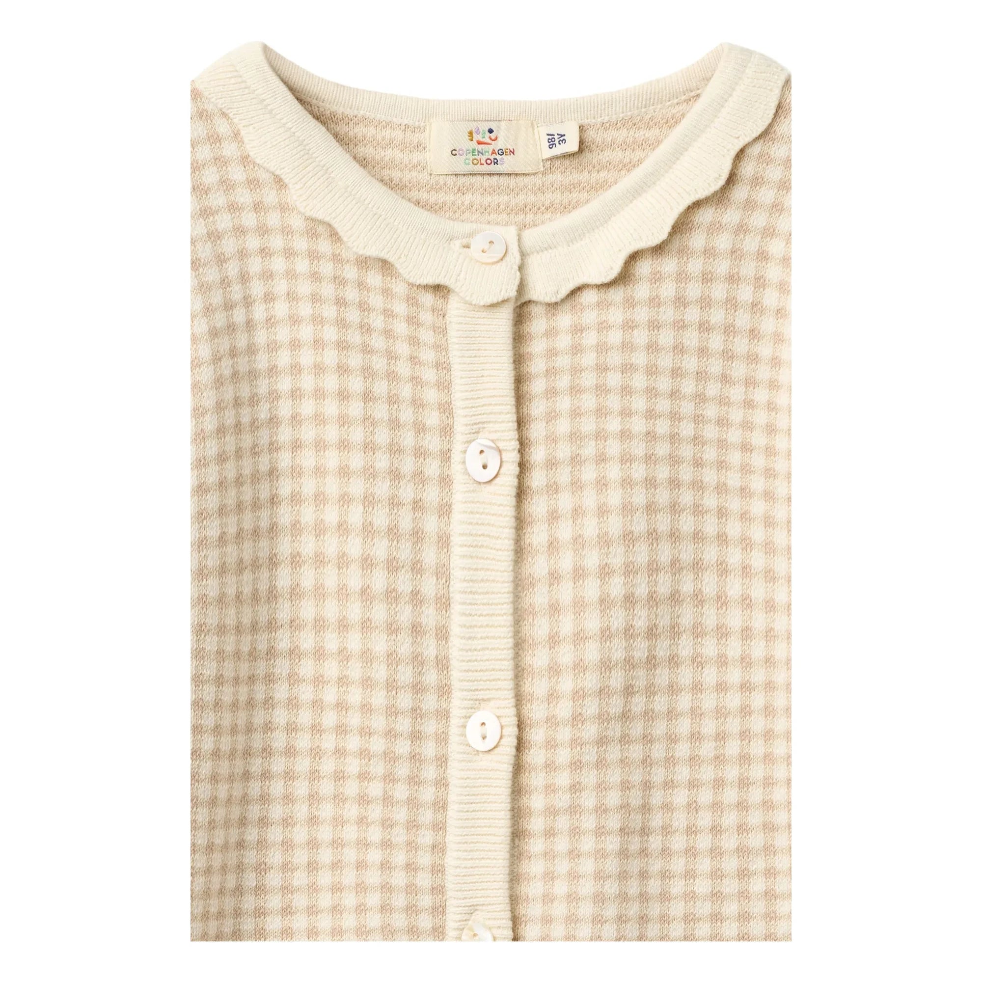 Copenhague Colors - Cárdigan jacquard de algodón orgánico de manga corta | Beige rosado