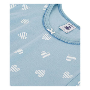 Petit Bateau - Camisón Rayas Corazones | Gris azul