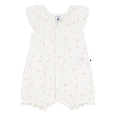 Petit Bateau - Pijama mono perforado con estampado floral | Blanco