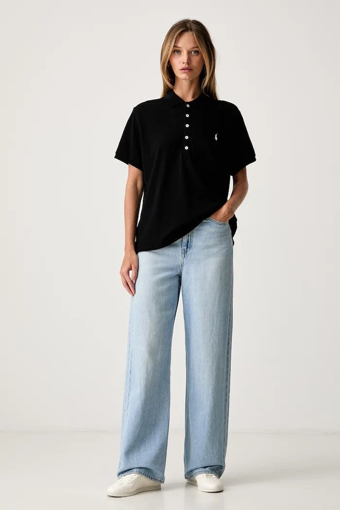 Camiseta de mujer de algodón con cuello Polo Ralph Lauren