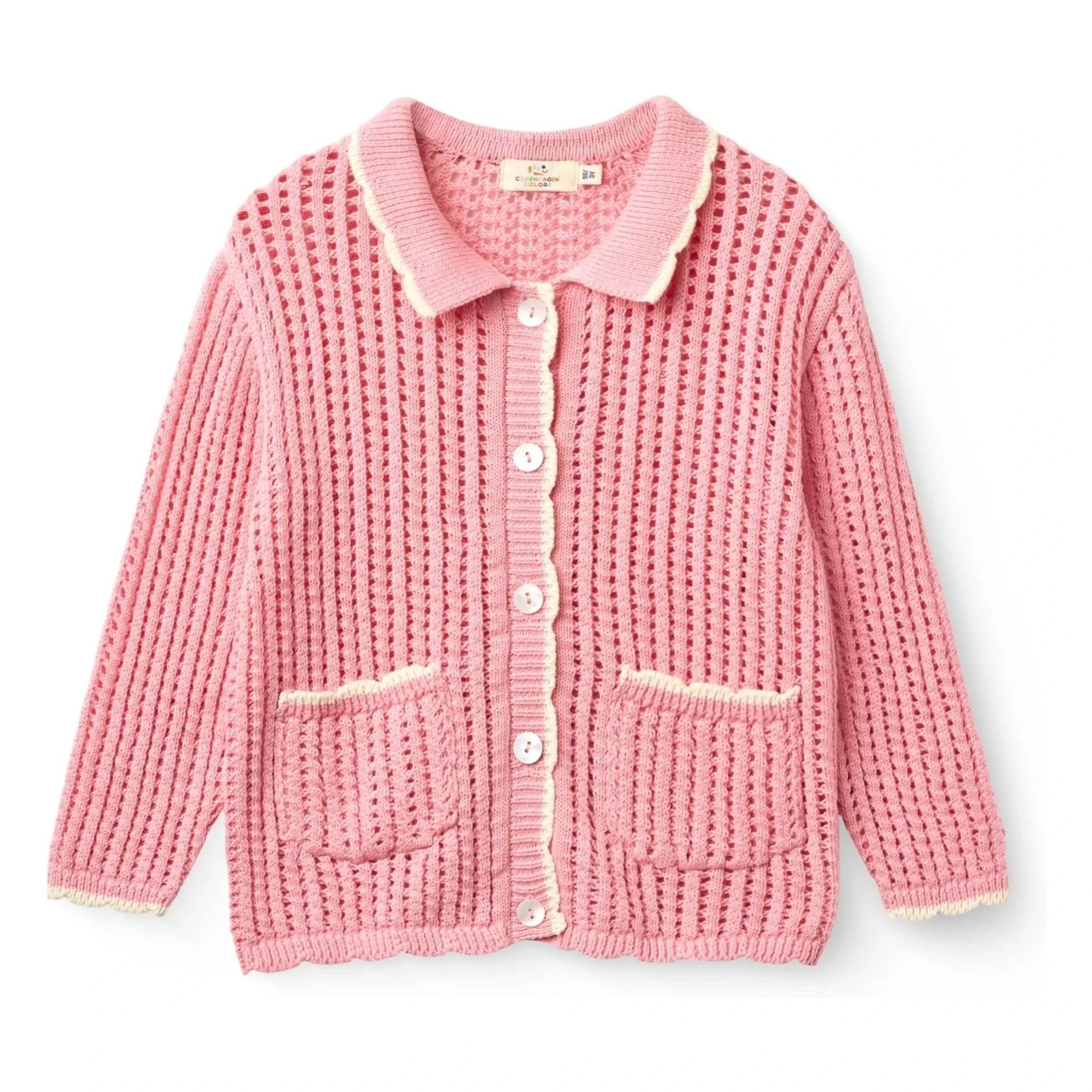 Copenhague Colors - Cárdigan de ganchillo de algodón orgánico | Rosa suave