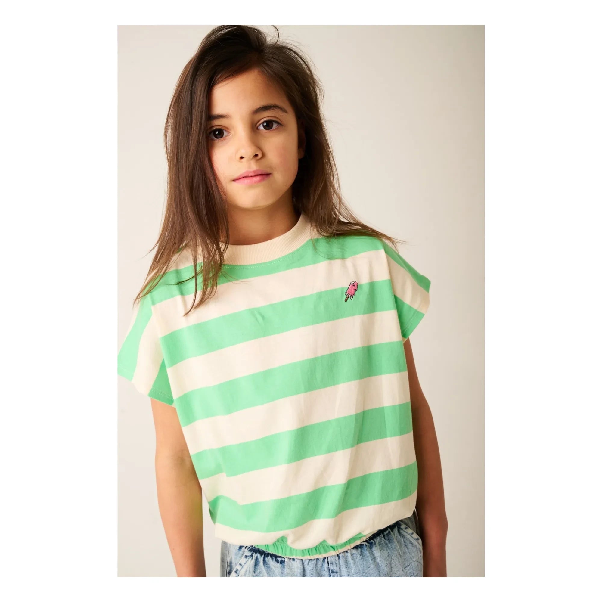 Tumble N'Dry - Camiseta de algodón orgánico a rayas de gran tamaño Colatina | Verde