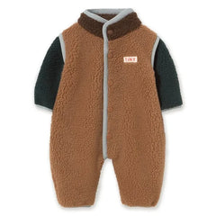 Tinycottons - Chaqueta de piloto con bloques de color estilo sherpa | Marrón