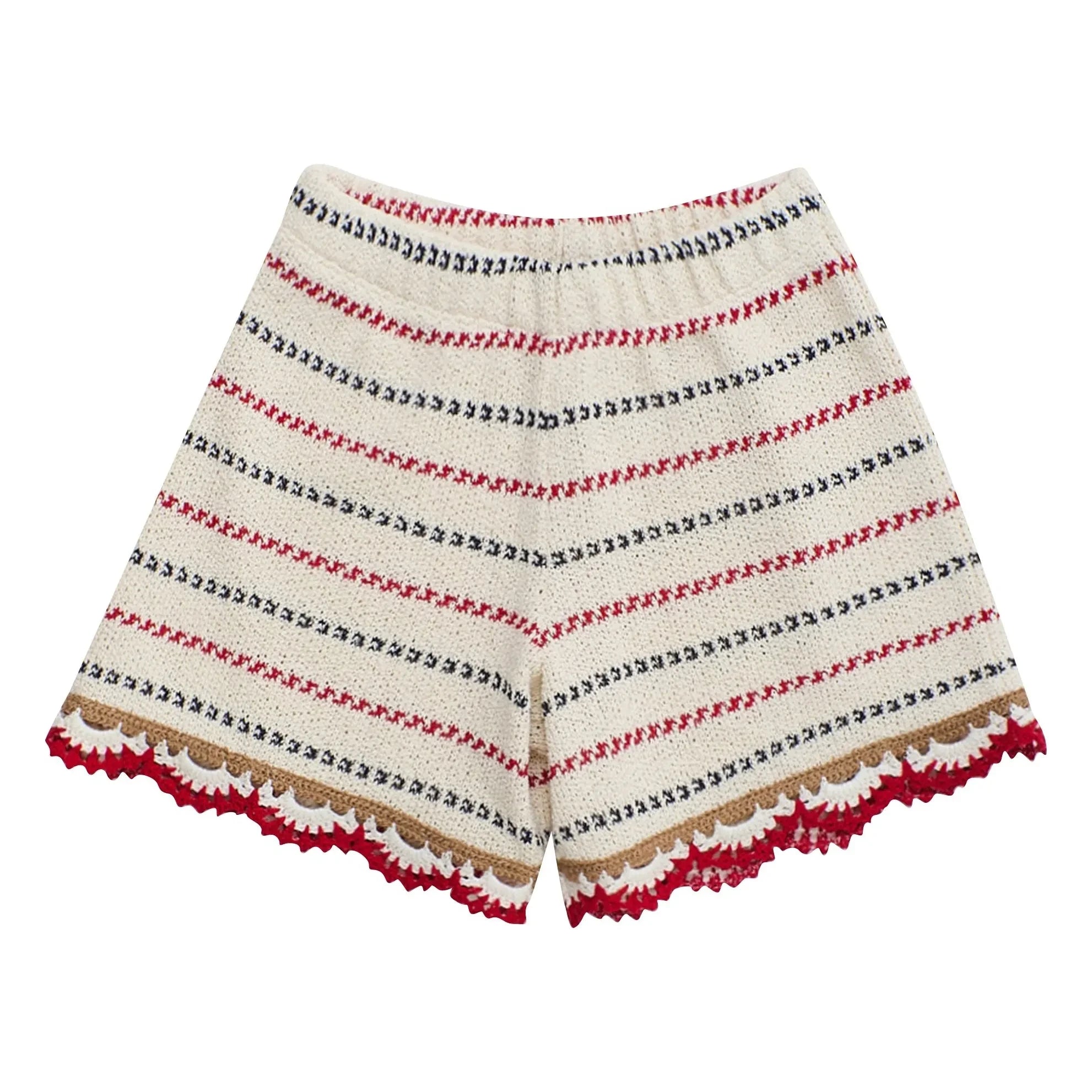 Maison Mangostan - Shorts de crochet a rayas | Crudo