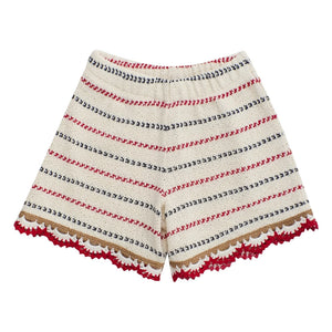 Maison Mangostan - Shorts de crochet a rayas | Crudo