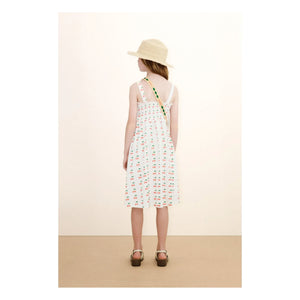 Tinycottons - Vestido de tirantes de algodón orgánico con estampado de cerezas | Blanco