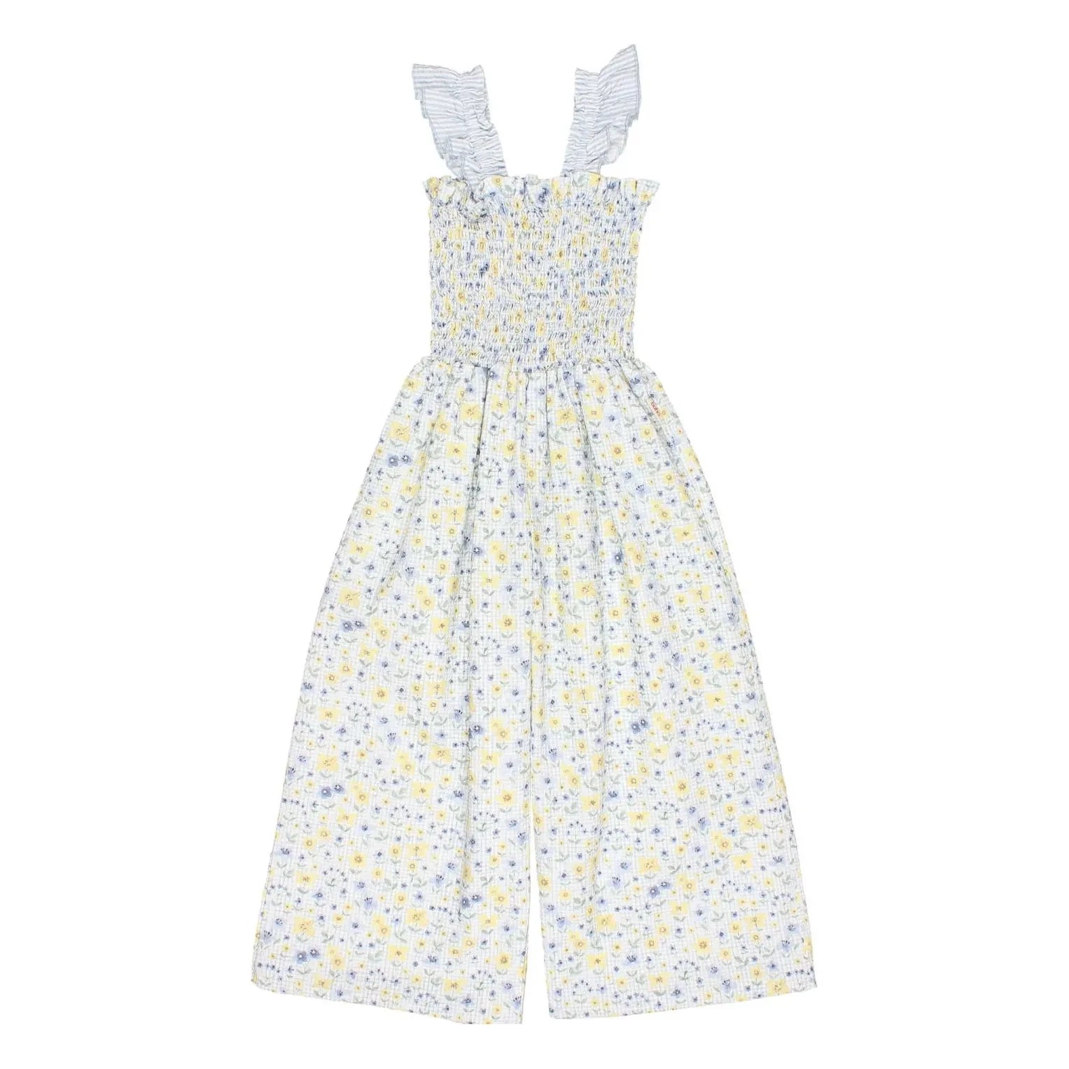 Búho - Mono de seersucker con estampado floral | Azul claro