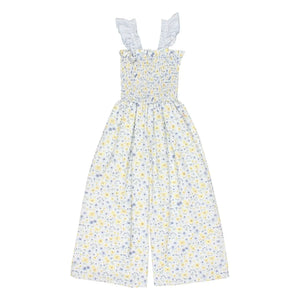 Búho - Mono de seersucker con estampado floral | Azul claro