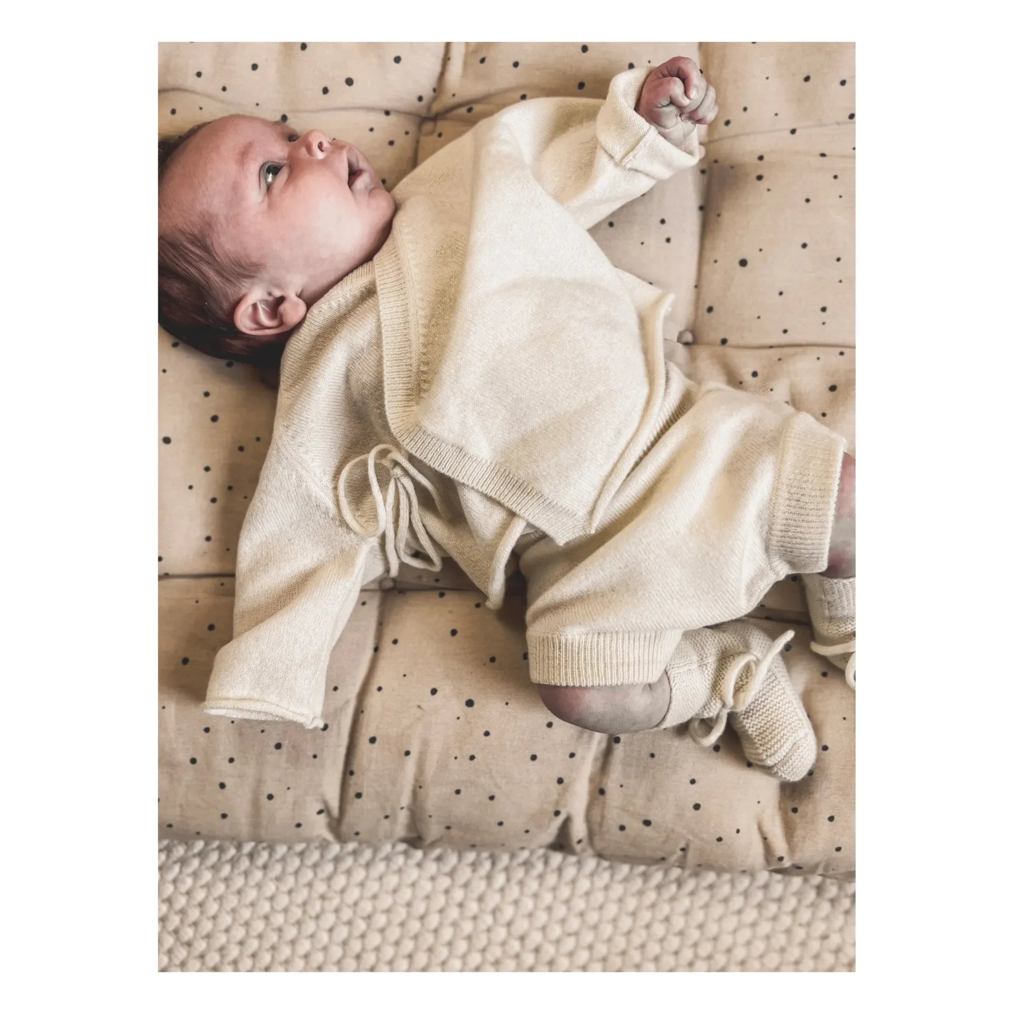 My Little Freckle - Conjunto de cárdigan enrollado + bombacho de cachemira orgánica | Marfil
