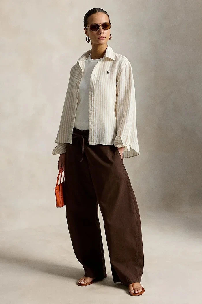Polo Ralph Lauren Camisa de lino para mujer LINEN-LSL-BFS