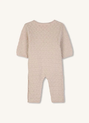 Chloé - Organik pamuklu bone ve tulum seti | Şeftali