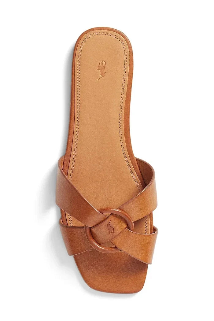 Pantufla de cuero con anillo Polo Ralph Lauren