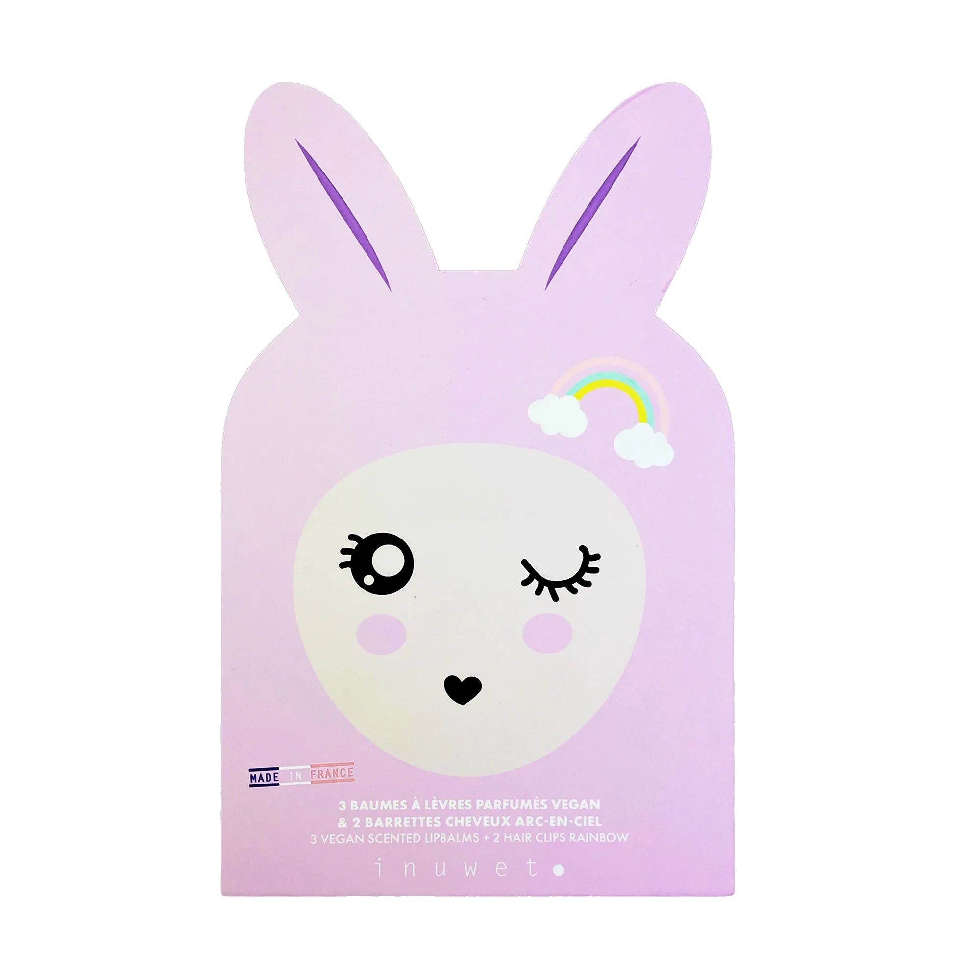 Inuwet - Cofre Paper Bunny - Bálsamo labial y pinza para el pelo