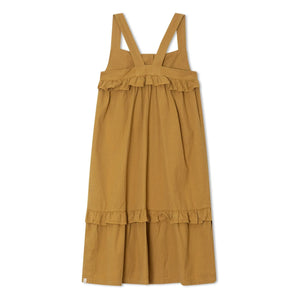 Vestido con volantes Matona Mi-Long de algodón orgánico | Mostaza