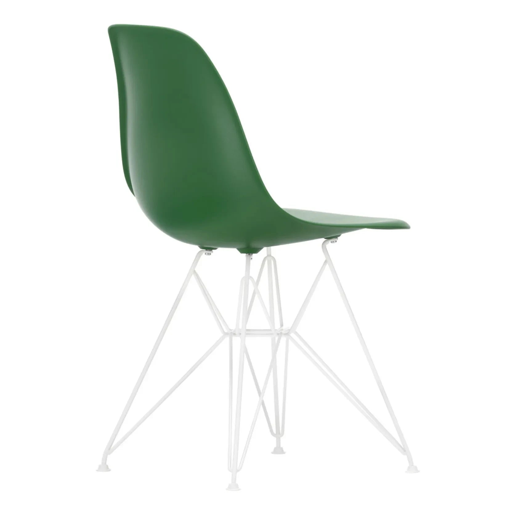 Vitra - Silla DSR de plástico - estructura de epoxi blanco - Charles & Ray Eames | Verde esmeralda