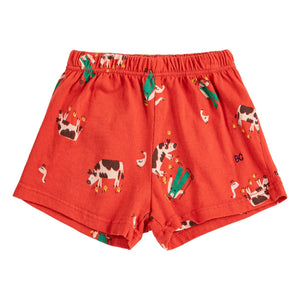 Bobo Choses - Pantalón corto de granja de algodón orgánico | Rojo