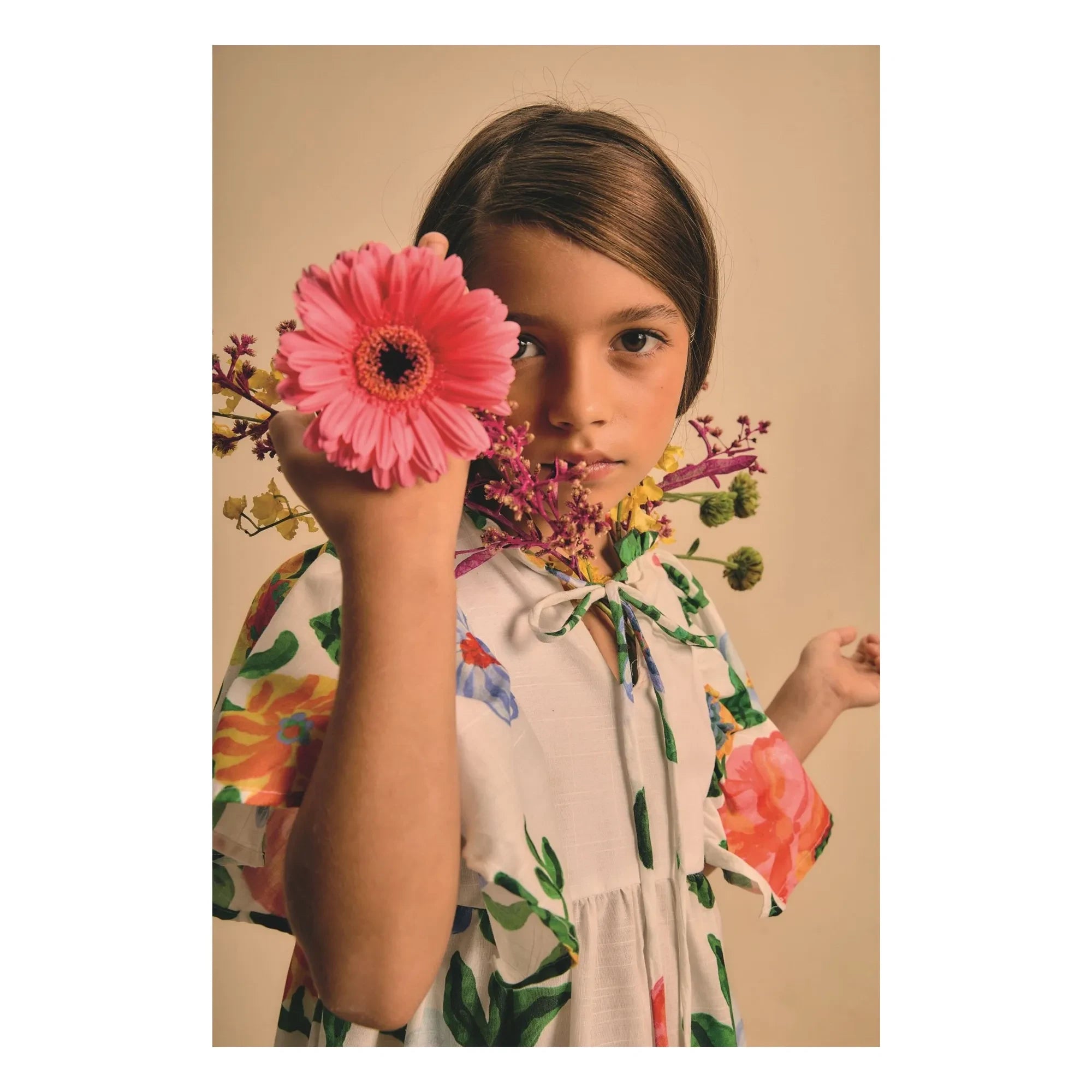 Fábula - Vestido de manga volante con estampado floral | Blanco